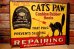 画像1: dp-231012-17 CAT'S PAW / 1920's-1930's Flange Metal Sign (1)