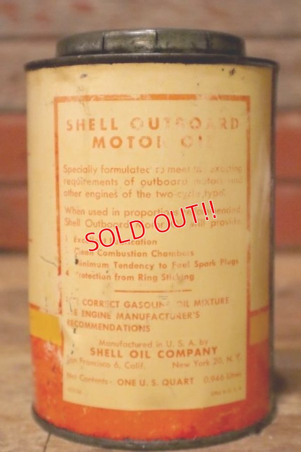 画像3: dp-231012-60 SHELL / 1950's OUTBOARD MOTOR OIL SAE40 One Quart Can