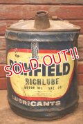 dp-231101-10 RICHFIELD / 1950's-1960's RICHLUBE MOTOR OIL U.S. FIVE GALLONS CAN