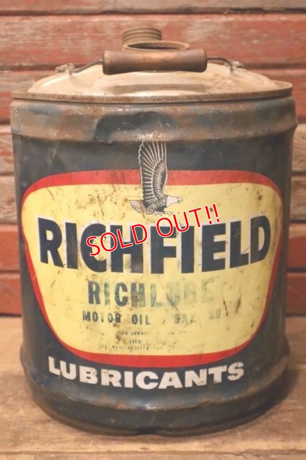 画像3: dp-231101-10 RICHFIELD / 1950's-1960's RICHLUBE MOTOR OIL U.S. FIVE GALLONS CAN