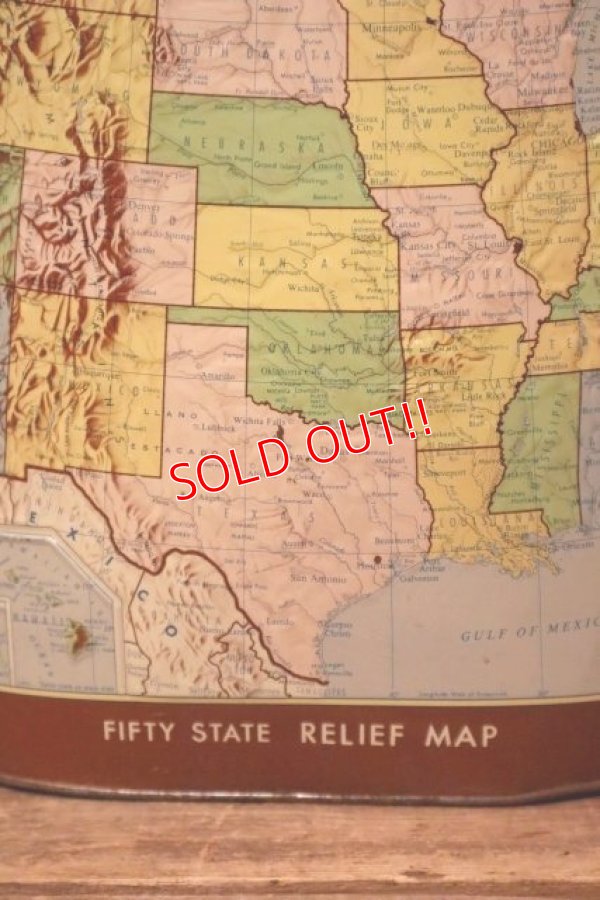画像3: dp-231206-13 1960's〜United State of America Fifty State Relief Map Trash Box