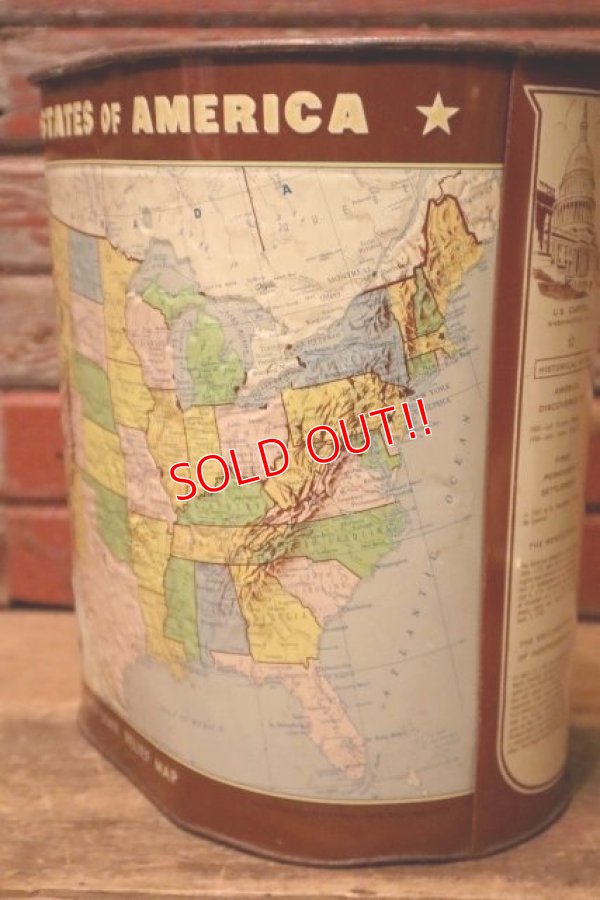 画像4: dp-231206-13 1960's〜United State of America Fifty State Relief Map Trash Box