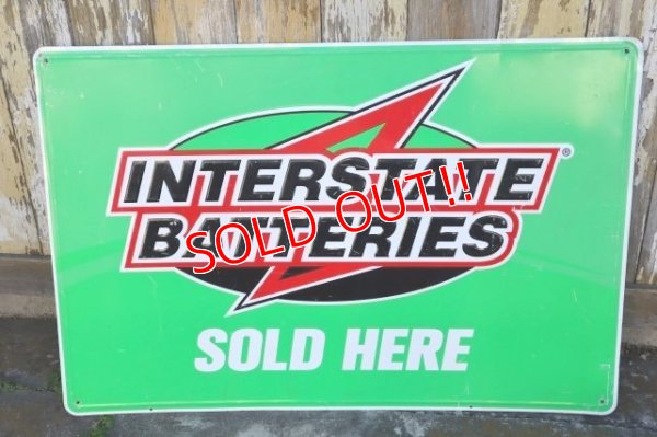 画像1: dp-231012-24 INTERSTATE BATTERIES / 1990's Metal Sign