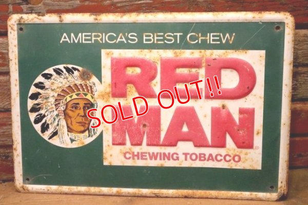 画像1: dp-240101-01 RED MAN CHEWING TOBACCO / 1950's〜 Metal Sign
