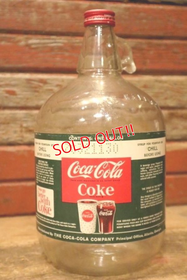 画像1: dp-240101-13 Coca-Cola / 1960's Gallon Soda Fountain Syrup Jug Bottle (F)
