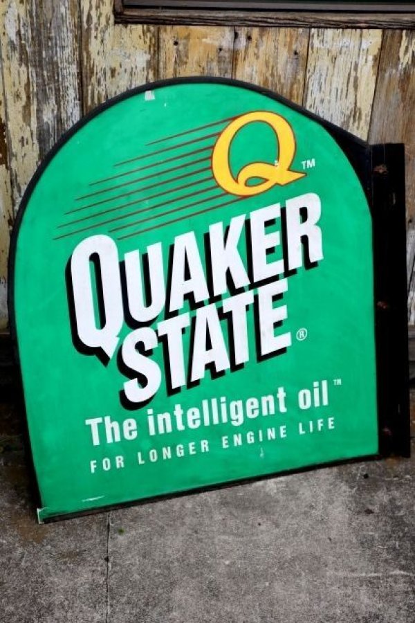 画像1: dp-240101-20 QUAKER STATE MOTOR OIL / Late 1980's-1990's W-side Metal Sign