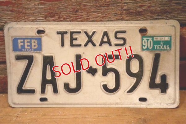 画像1: dp-201101-27 License Plate 1980's TEXAS "ZAJ-594"