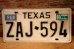 画像1: dp-201101-27 License Plate 1980's TEXAS "ZAJ-594" (1)