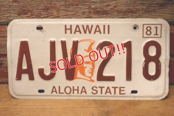 画像1: dp-201101-27 License Plate 1980's HAWAII "AJV 218"