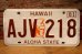 画像1: dp-201101-27 License Plate 1980's HAWAII "AJV 218" (1)