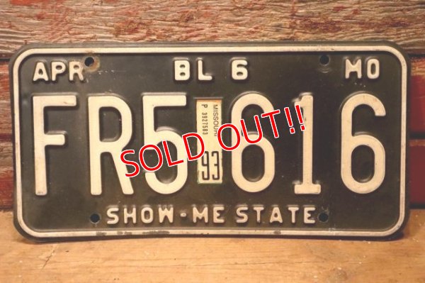 画像1: dp-201101-27 License Plate 1980's MISSOURI "FR5 616"