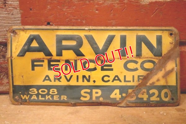 画像1: dp-240207-22 ARVIN FENCE CO. Metal Sign