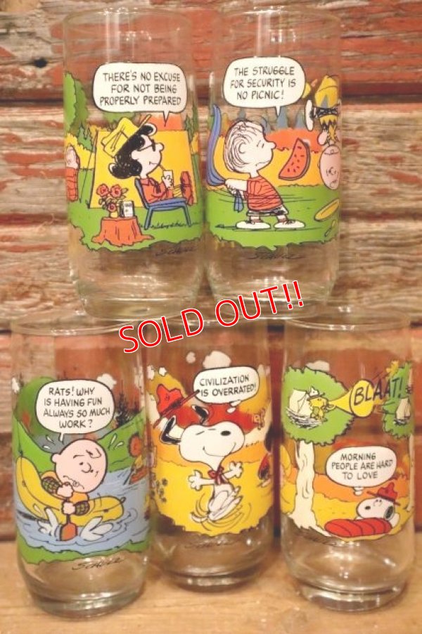 画像1: gs-240207-06 PEANUTS / McDonald's1983 Camp Snoopy Collection Glass Full set