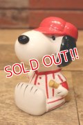 ct-240214-02 Snoopy / Determined 1970's Ceramic Bank "Baseball"