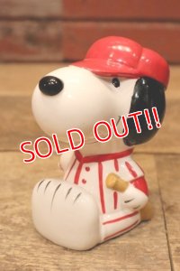 ct-240214-02 Snoopy / Determined 1970's Ceramic Bank "Baseball"