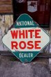 画像1: dp-240207-21 NATIONAL DEALER WHITE ROSE / 1950's Gas Station W-Sided Enamel Sign (1)