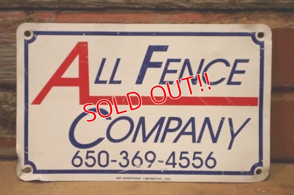 画像1: dp-240207-22 ALL FENCE COMPANY Metal Sign