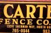 画像2: dp-240207-22 CARTER FENCE CO. INC. Metal Sign (2)