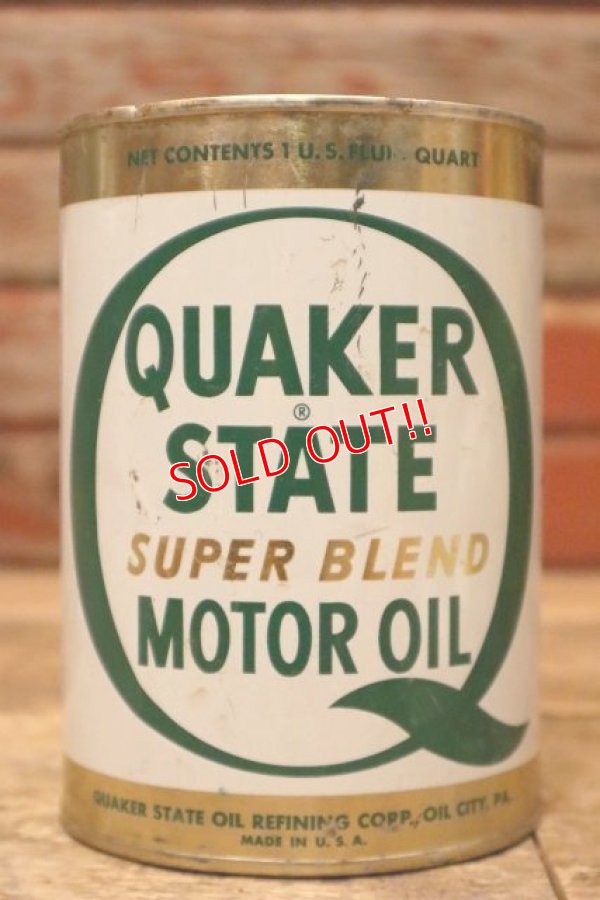 画像1: dp-240207-18 QUAKER STATE / 1970's SUPER BLEND MOTOR OIL One U.S. Quart Can