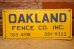 画像1: dp-240207-22 OAKLAND FENCE CO. INC. Metal Sign (1)