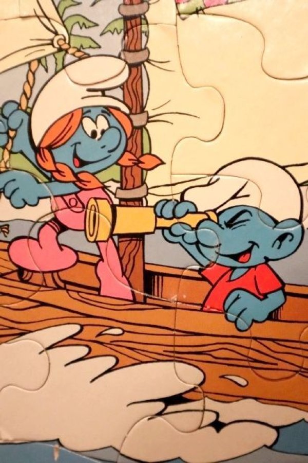 画像3: ct-240214-82 Smurf / GOLDEN 1980's FRAME-TRAY Puzzle