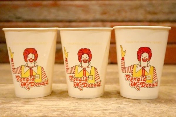 画像1: ct-120425-01 McDonald's / Ronald McDonald 1986 Paper Cups (3個セット)