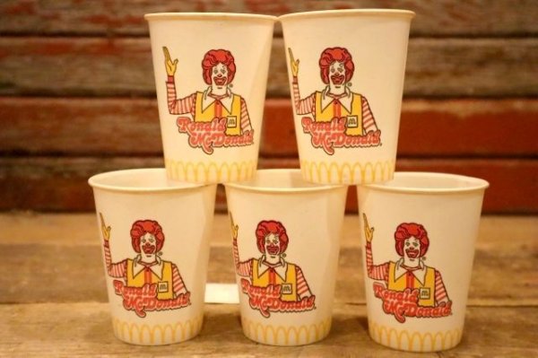 画像1: ct-150401-11 McDonald's / Ronald McDonald 1970's Wax Paper Cups (5個セット)