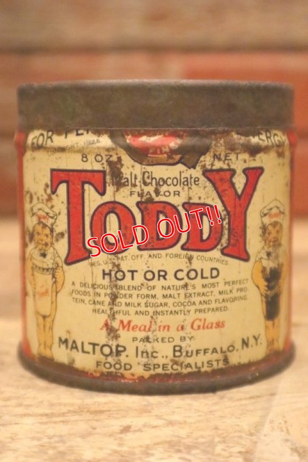 画像1: dp-240418-08 TODDY / Chocolate Flavor Drink Powder 1930's Tin Can