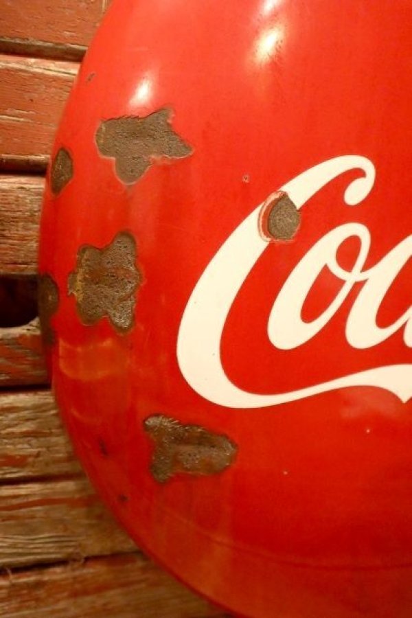 画像2: dp-240418-10 Coca-Cola / 1950's Porcelain Metal Button Sign