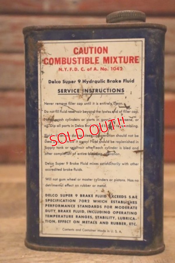 画像5: dp-240508-51 Delco HYDRAULIC BRAKE FLUID SUPER 9 / 1930's-1940's One U.S. PINT Can