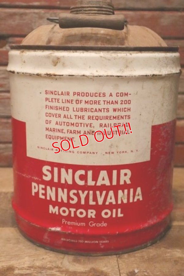 画像6: dp-240508-32 SINCLAIR / PENNSYLVEANIA MOTOR OIL 1950's 5 Gallons Can