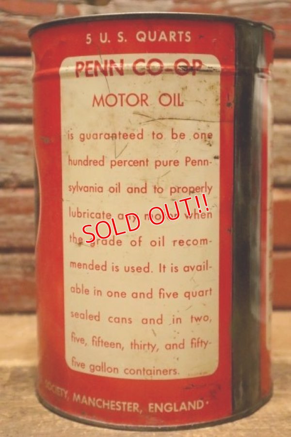 画像5: dp-240508-28 PENN CO-OP MOTOR OIL  5 U.S. Quarts Can