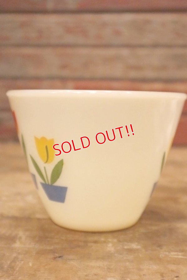 画像8: kt-230809-05 Fire-King / 1950's Ivory Tulip Grease Jar