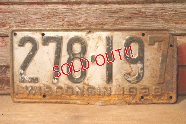 画像1: dp-230601-21 License Plate 1938 WISCONSIN "278-197"