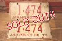 dp-230601-21 License Plate 1973 MISSOURI "1-474" Set