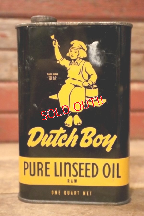 画像1: dp-241027-15 Dutch Boy Paint 1950's-1960's PURE LINSEED OIL One Quart Can