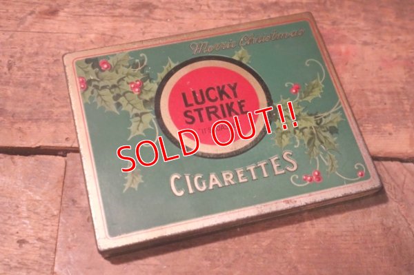 画像1: dp-241106-14 LUCKY STRIKE / 1930's Tin Case "Merry Christmas"