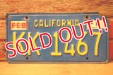 dp-241106-30 License Plate 1980's CALIFORNIA "KK 1467"