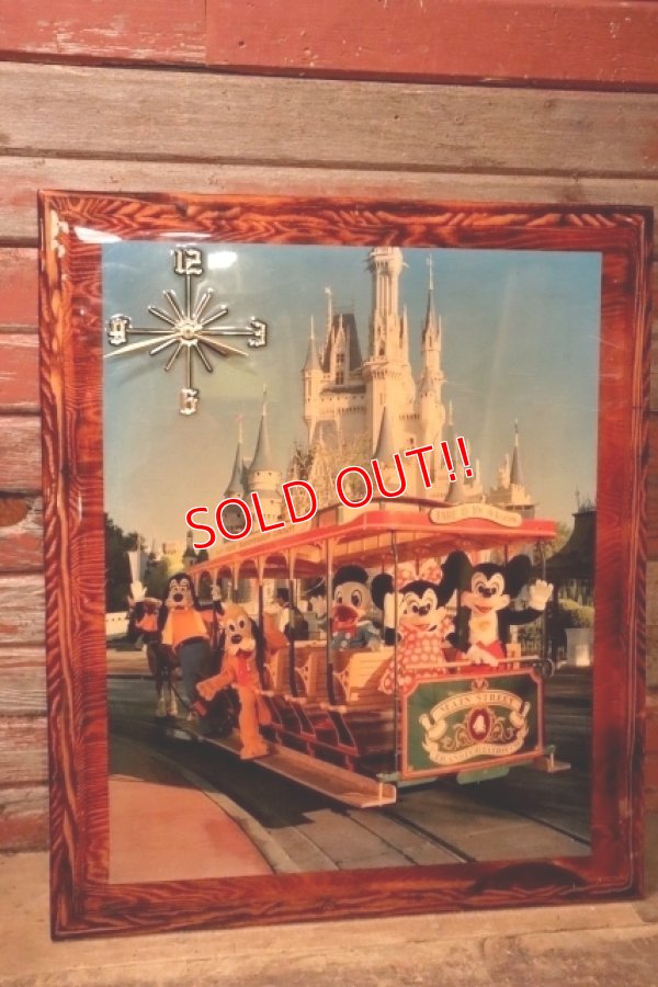 画像1: ct-241008-28 Disney Characters / 1980's Wooden Wall Clock