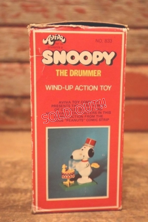 画像12: ct-240605-26 Snoopy / AVIVA 1970's Wind-Up Action Toy "Drummer" ※帽子パーツ違い