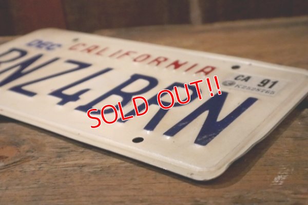 画像5: dp-241106-32 License Plate 1990's CALIFORNIA "BZN4BRN"