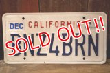 dp-241106-32 License Plate 1990's CALIFORNIA "BZN4BRN"