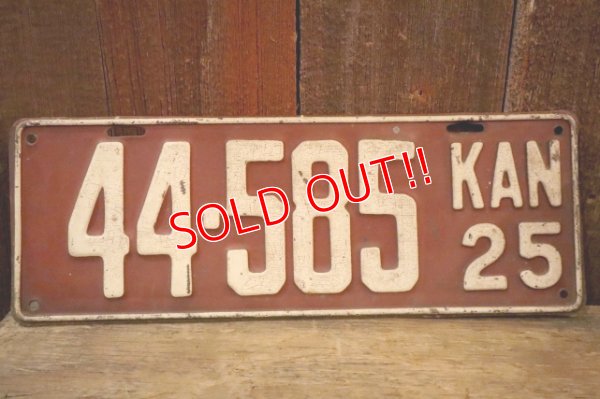 画像1: dp-250205-21 License Plate 1925 KANSAS "44-585"
