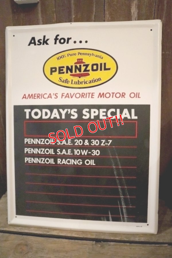 画像1: dp-250205-61 PENNZOIL 1970's Menu Board Metal Sign