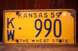 dp-250205-21 License Plate 1959 KANSAS "KW-990"