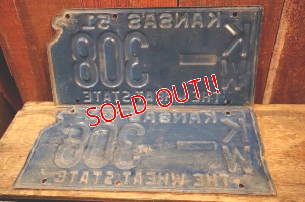 画像8: dp-250205-21 License Plate 1951 KANSAS "KW-308" Set