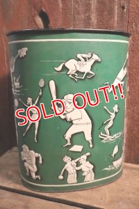 dp-250404-09 WEIBRO CORP 1970's Sports Themed Metal Trash Can 
