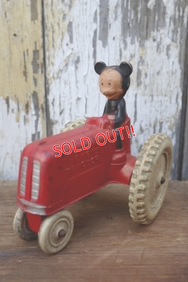 画像1: ct-250404-09 Mickey Mouse / SUN RUBBER 1940's Mickey's Tractor