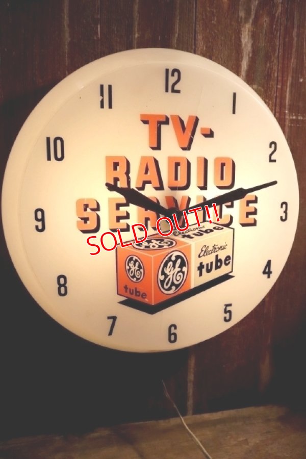 画像1: dp-250404-08 GENERAL ELECTRIC 1950's TV - RADIO SERVIVE Lighted Sign Clock