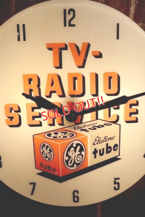 画像2: dp-250404-08 GENERAL ELECTRIC 1950's TV - RADIO SERVIVE Lighted Sign Clock